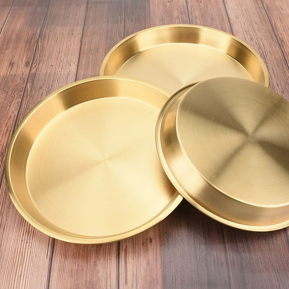 FOLOYORI 1Pack Golden Copper Fruit Plate 24x24cm for Tableware and Decorative Trays in Restaurants