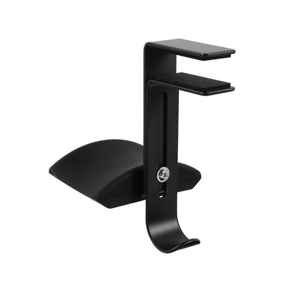 FOLOYORI 1Pack Metal Silicone Alloy Headphone Stand Hanger Black Curved Adjustable Under Desk Office