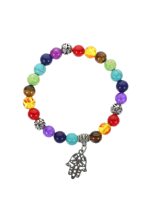 1Pack Multi-Colored Round Stone Alloy Simple Wearable Bracelet For Women Casual Occasions