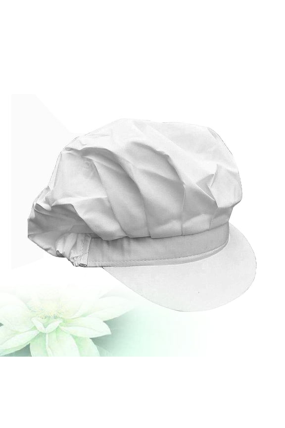 White Chef Hat Breathable Protective Cap Made of Polyester Mesh for Kitchen and Workshop Use
