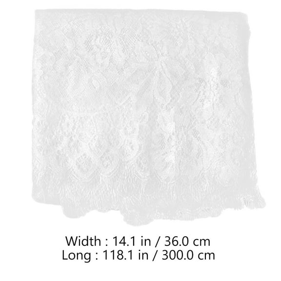 FOLOYORI 1Pc Elegant Lace Table Cover Rectangular White Polyester for Dining Table Decor 117.9x14.15x0.2In