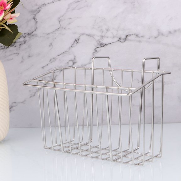 FOLOYORI Stainless Steel Kitchen Sink Hanging Basket with Drain Rack and Hooks for Efficient Space-Saving Storage Organizer