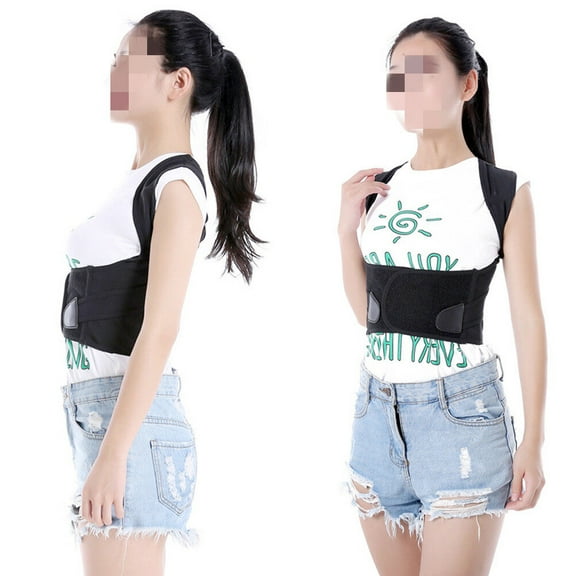 FOLOYORI 1Pcs Black Adjustable Tape Posture Corrector for School Study and Office