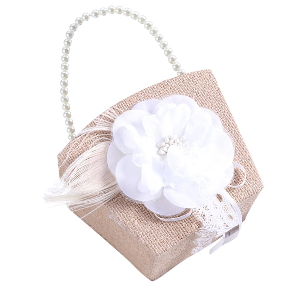FOLOYORI Linen Flower Basket Set in Burlap Brown - Rustic Decorative Storage Container for Home and Garden