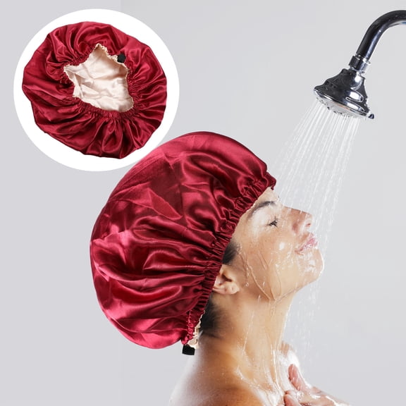 FOLOYORI 1Pcs Dark Red Round Satin Sleeping Hair Bonnet for Women Night Use