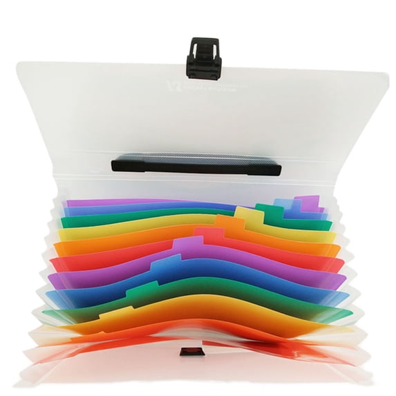 FOLOYORI Expanding File Folder with Handle, 13 Color-Coded Label Pockets, PP Material for Organized Document Storage