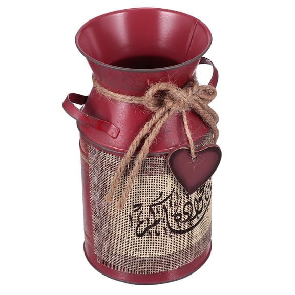 FOLOYORI 1Pcs Planter Iron Bucket Farmhouse Can Flower Vase Decoration Props 7.5X4.1In