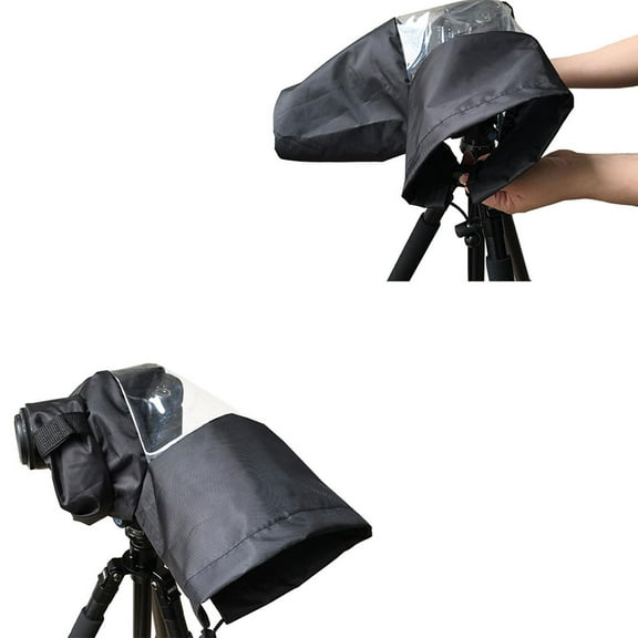 FOLOYORI 1Pcs Rain Covers for Camera 45*35in Black Nylon and Plastic for Waterproof Protection