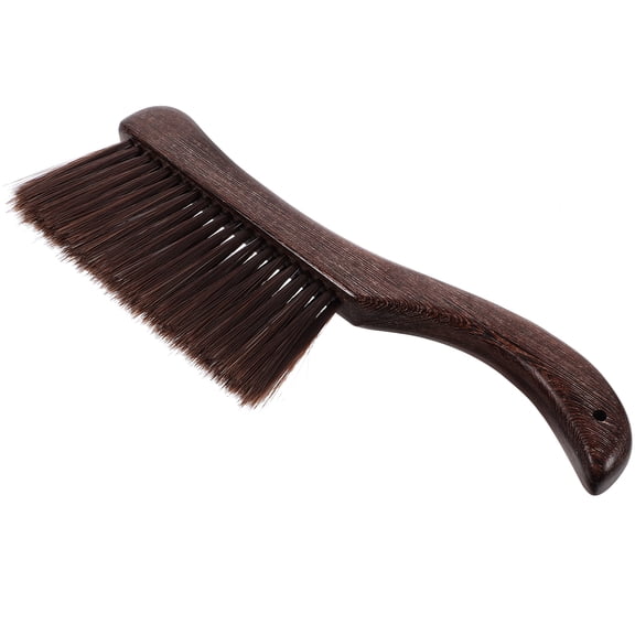 FOLOYORI 1Pcs Small Brush for and Cleaning with Curved Handle Brown Wood