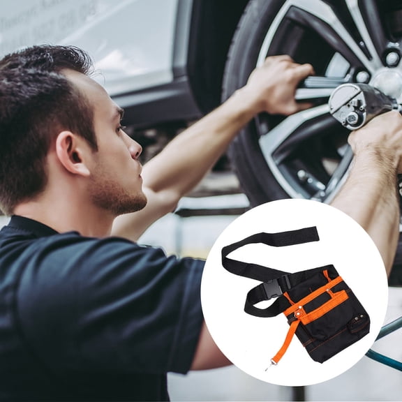 FOLOYORI Black Oxford Cloth Tool Bag for Electrician with Wear Resistant Material and Adjustable Belt