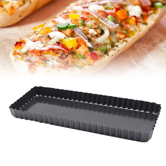 FOLOYORI 1Set Baking Pan Carbon Steel Material Fluted Pie Pan with Removable Bottom Suitable for Pie Baking Tool