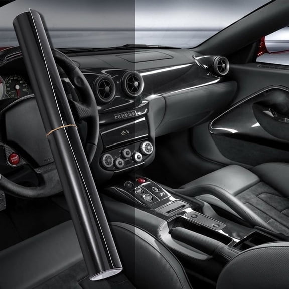 FOLOYORI Car Wrapping Film Car Sticker Bright Black Stretching Ability 1Pack