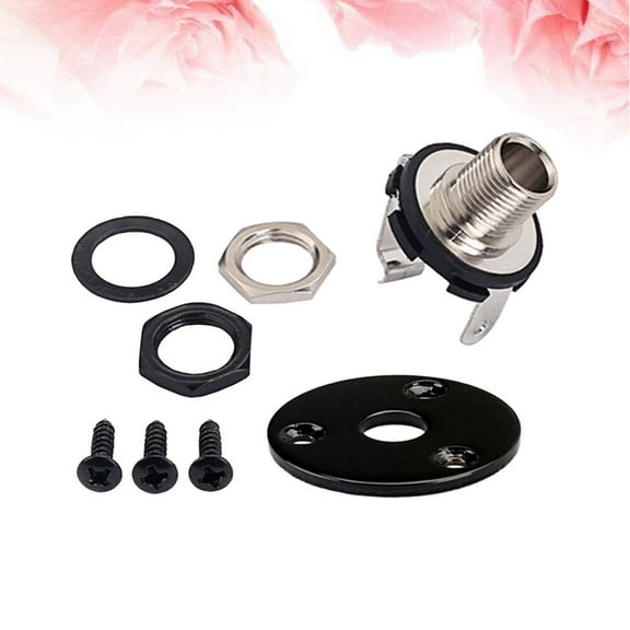 FOLOYORI 1Set Black Guitar Plug With Plate Iron Copper Jack Socket Adapter For Bass And Electric Guitar 355x355x2mm