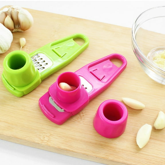 FOLOYORI Plastic Garlic Press Rosy for Kitchen Easy Control and Hand Protection
