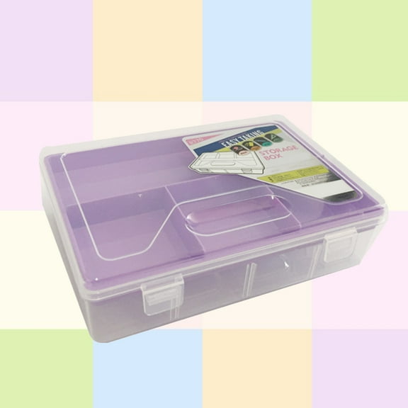 FOLOYORI 1Set Multipurpose Storage Box Plastic Purple Rectangular for Students Artists Drawing Tool Organization