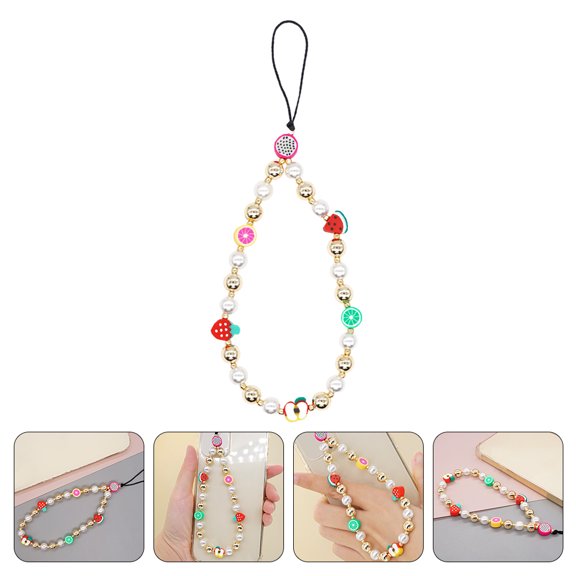 FOLOYORI 1Set Phone Hanging Lanyard Multi-colored Polymer Clay Wrist Carrying Mobile Phone Accessory 10.22X0.31X0.31in