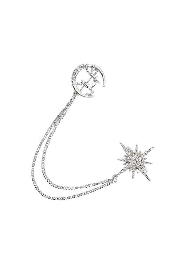 1Set Star Chain Brooch Pin Silver Alloy Creative Lapel Pin for All Kinds of People