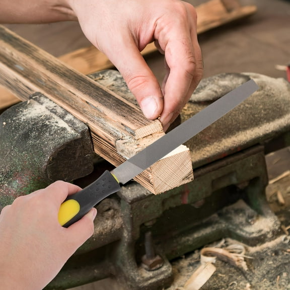 FOLOYORI 1Set T12 Carbon Steel Flat File with Anti Slip Handle for Hobbyists Metal Polishing 12.46x0.98x0.98in