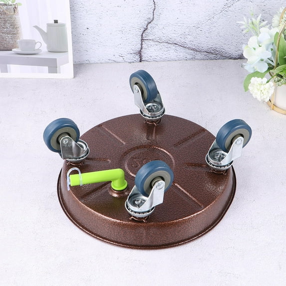 FOLOYORI 1Set Universal Wheel Flowerpot Tray Easy to Move for Home Decor Iron Material 26cm Inner Diameter