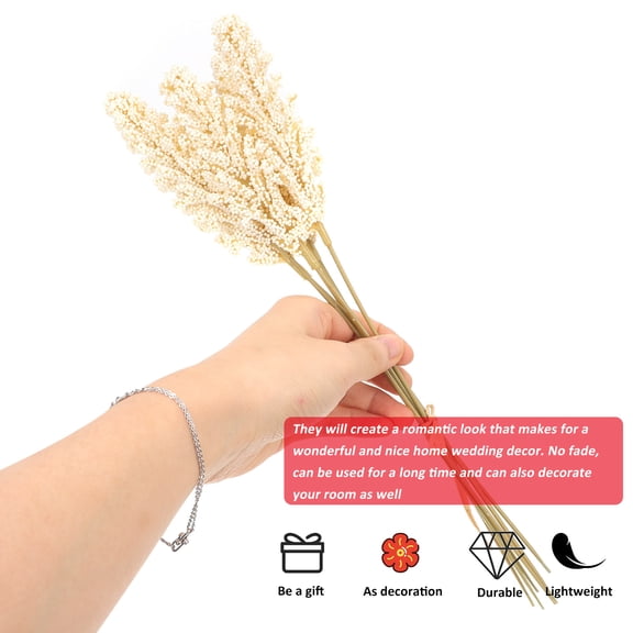 FOLOYORI 2 Bunches White Dried Wheat Stems, Natural Wheat Ears for Vase Filler, Rustic Farmhouse Bar Home Decor Centerpiece