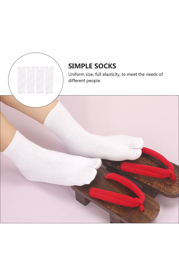 two-toe design socks for clogs White 2 Pairs