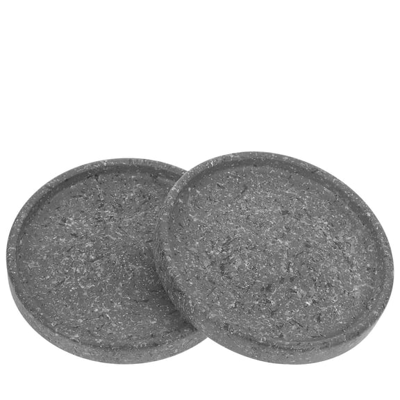FOLOYORI Grey Ceramic Plant Pots with Flat Bottom Tray, 2 Pieces for Indoor Storage and Gardening