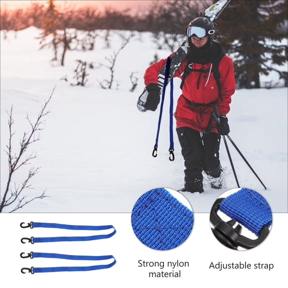 FOLOYORI 2Pcs Compact Storage Ski Boot Carrier Strap Blue Nylon 107X2.8in