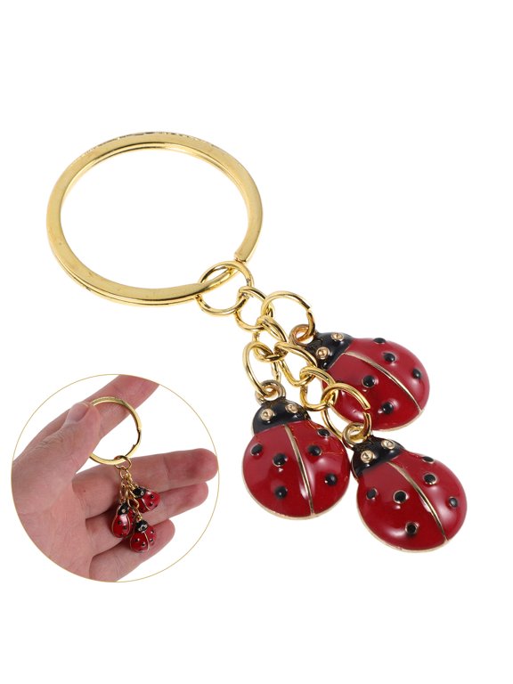 2-Pack Cute Ladybug Metal Keychain Charm for Backpack, Purse, Bag Decoration Accessory
