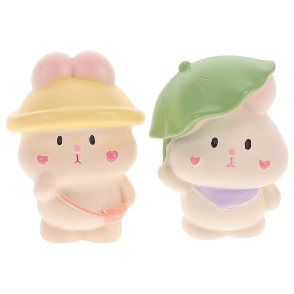 FOLOYORI Resin Bunny Figurines Assorted Colors for Home Desktop Decoration 2Pcs
