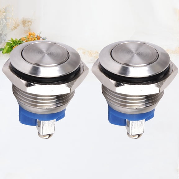 FOLOYORI 2Pcs Waterproof Metal Momentary Push Button Switch Plated Silver for Boat Car Doorbell