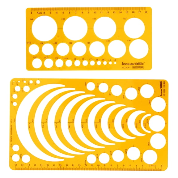 FOLOYORI 2Pcs Orange Plastic Draft Rulers Multipurpose Drawing Ruler for Engineering Drawing Tools