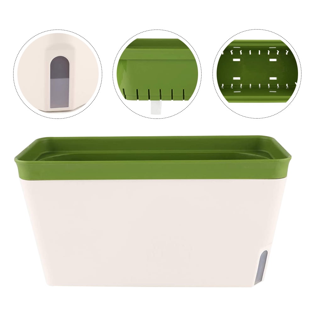 FOLOYORI Self-Watering Flower Pots Flower Pots Green Plastic 2Pcs