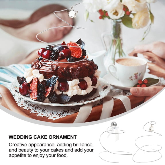 FOLOYORI 2Pcs Spiral Decoration for Cake Iron Wire Silver Photo Prop 13.8X7.1X7.1in