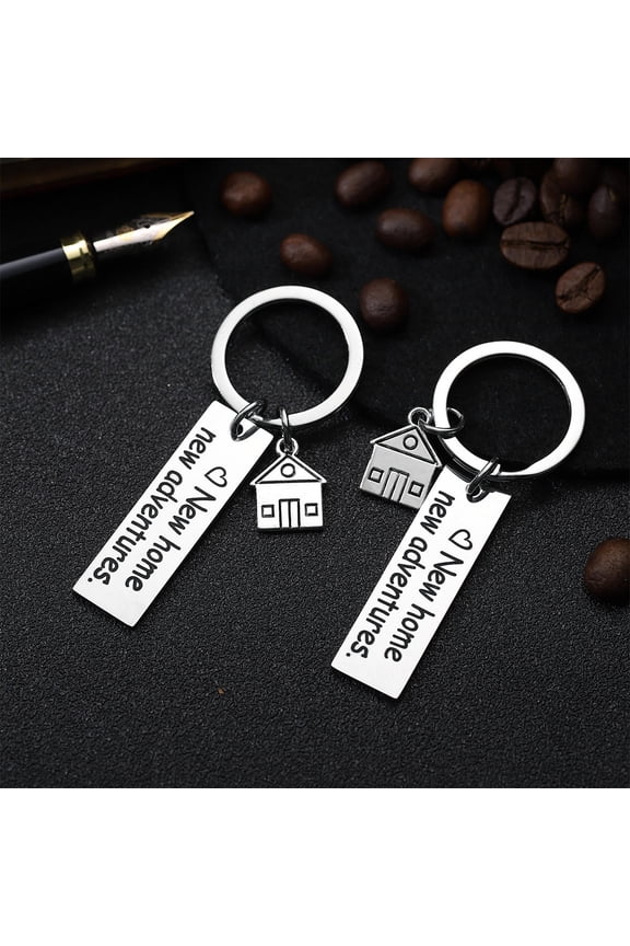 2-Pack Stainless Steel Keychains Plated Bag Charms with Modern Design, Perfect Housewarming Accessories