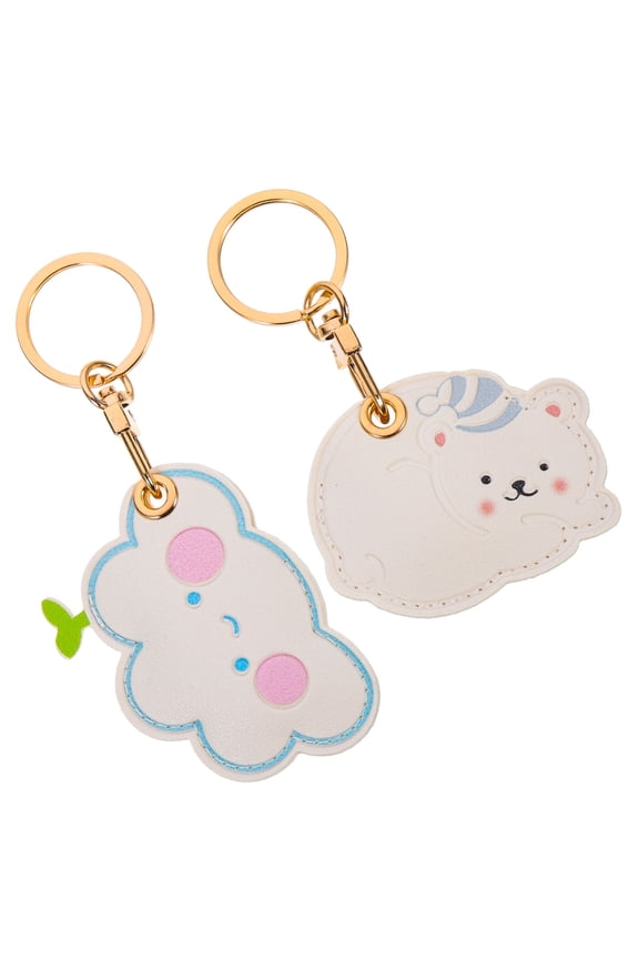 2Pcs Unique Access Card PU Cover Keychain in Assorted Color for Men and Women Everyday Use