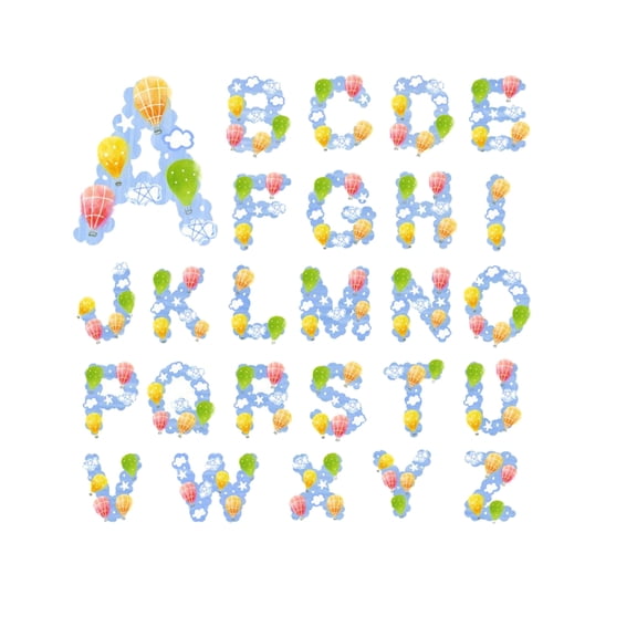 FOLOYORI 2Sheets Hot Air Balloon Wallpaper Square Letter Wall Decal Easy to Apply for Home Decoration 11x11in