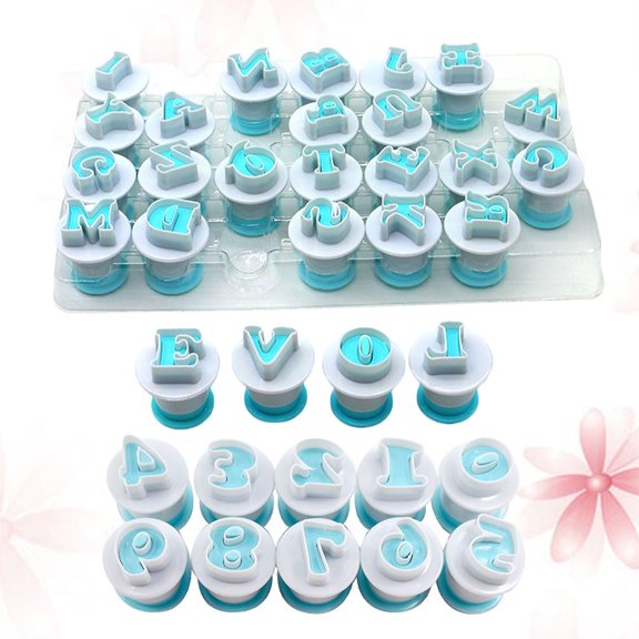 FOLOYORI 36-Piece Fondant Cake Decorating Set with Number and Letter Molds, Nonstick Tasteless ABS Tools for Baking