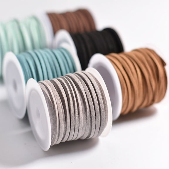 FOLOYORI Flat Faux Suede Cord Ribbon for Crafts, Beading, Jewelry Making, Assorted Colors, 4 Pieces