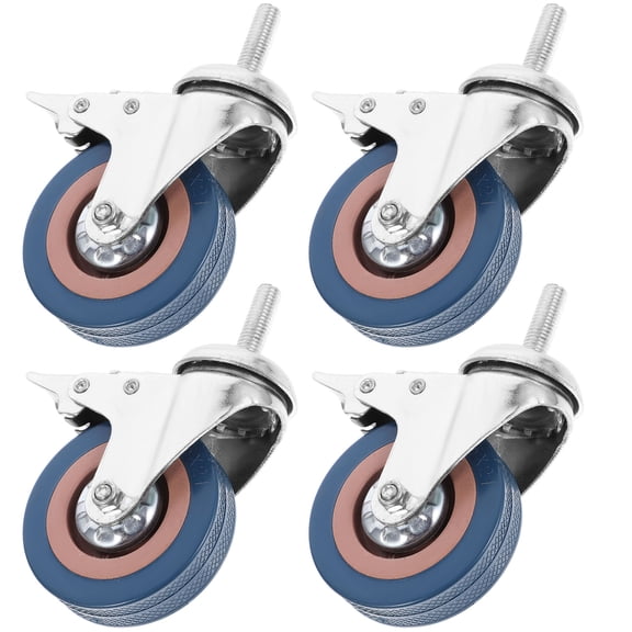 FOLOYORI 4Pcs Industrial Caster PVC Swivel Castor with Brake Quiet Wear Resistant Rolling Wheel for Transmission