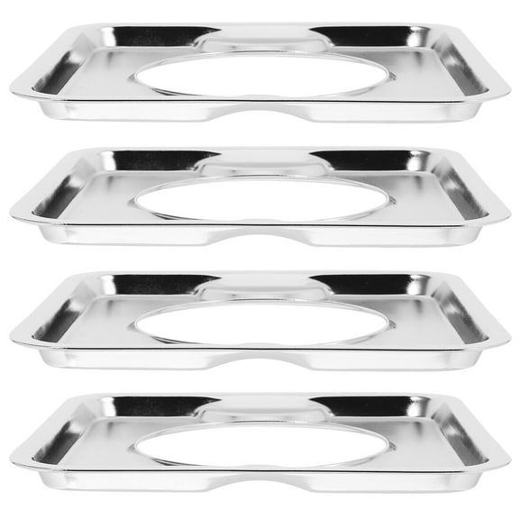 FOLOYORI 4Pcs Range Replacement Drip Pans Square Gas Burner Liners for Gas Stoves Silver Stainless Steel 7.7X7.7X0.5in