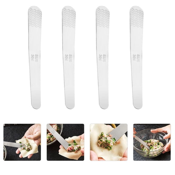 FOLOYORI 4Pcs Stainless Steel Dumpling Stuffing Spoon Flat Kitchen Tool for Making Dumplings