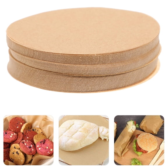 FOLOYORI 500pcs Beige Round Baking Paper for Baking Cake Cupcakes BBQ Oil Paper Made of Premium Safe Material