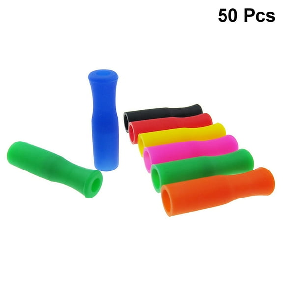 FOLOYORI 50Pcs Random Color Silicone Straw Toppers Heat Resistant and Cold Resistant for Drinking