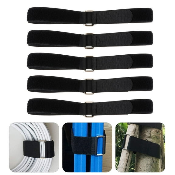 FOLOYORI 5Pcs Black Nylon Storage Strap for Garage Home Garden Warehouse with Iron Buckle 23.6x1in