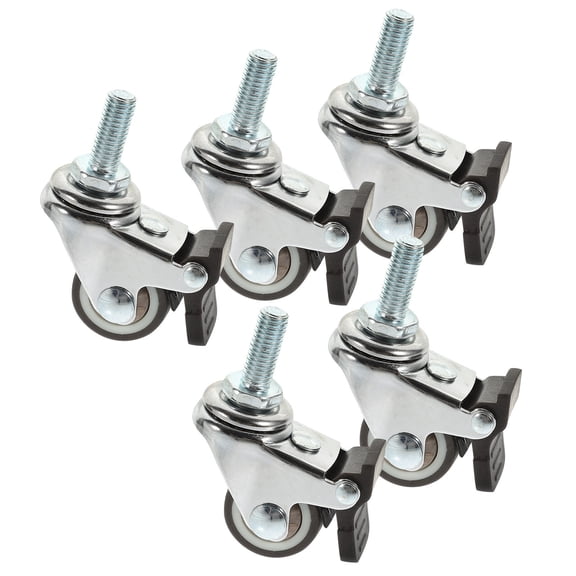 FOLOYORI 5Pcs Chrome Plating Caster Wheel with Brake 1Inch Wear-resistant -directional Moving