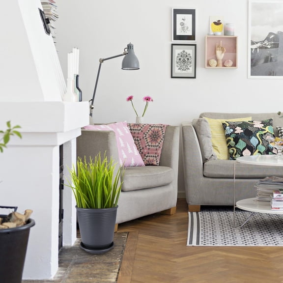 FOLOYORI 5Pcs Household Flower Pot Dark Gray PP for Home Decoration and Bathroom