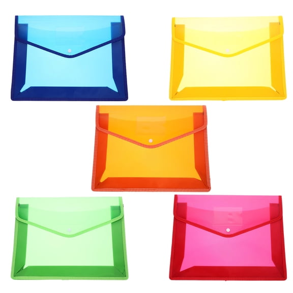 FOLOYORI 5Pcs Yellow Document Envelopes for Office Use with Snap Button Closure