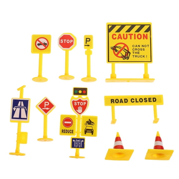 FOLOYORI 5Set Toy Road Construction Signs for Teaching Road Signs to Children 4.5x6in