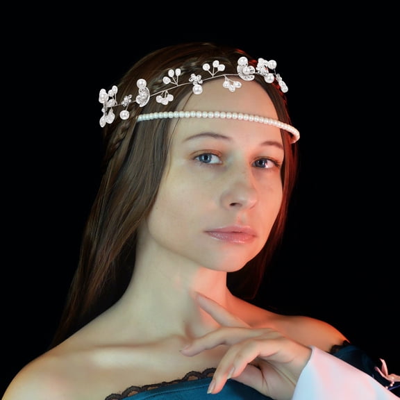 FOLOYORI Wedding Bridal Headpiece and Hair Comb Set Silver Alloy Ribbon 1 Set 4.72X2.76X0.20in