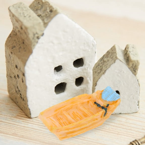 FOLOYORI 5X0.4In Assorted Color Resin Fishing Boat Statues 12Pcs For Garden Outdoor And Living Room Decoration